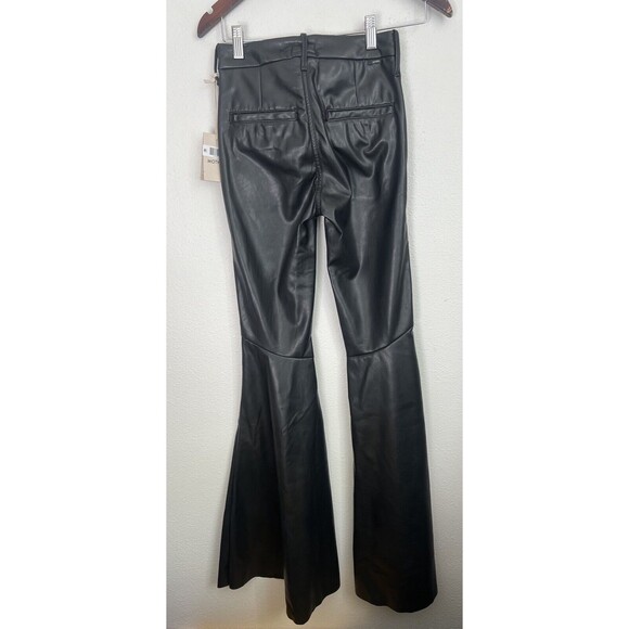 NWT MOTHER The Super Cha Cha Prep Heel Faux Leather Flare Leg Pants Black 23 - Picture 8 of 13
